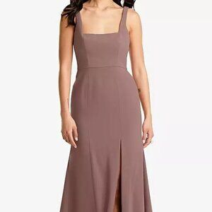 Bella Bridesmaids Crepe Maxi Dress with Trumpet Skirt and Slit 12 Sample